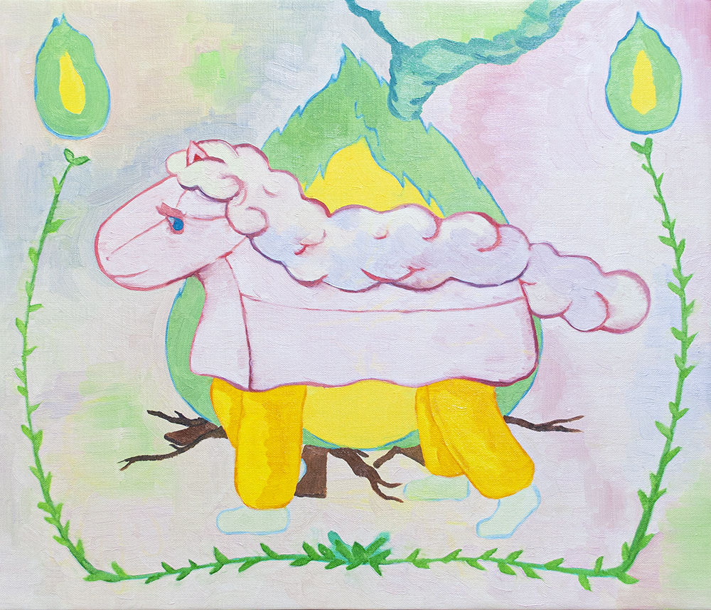 차가운 불과 나무와 변신술, 2022, oil on canvas, 45.5cm x 53cm.jpg