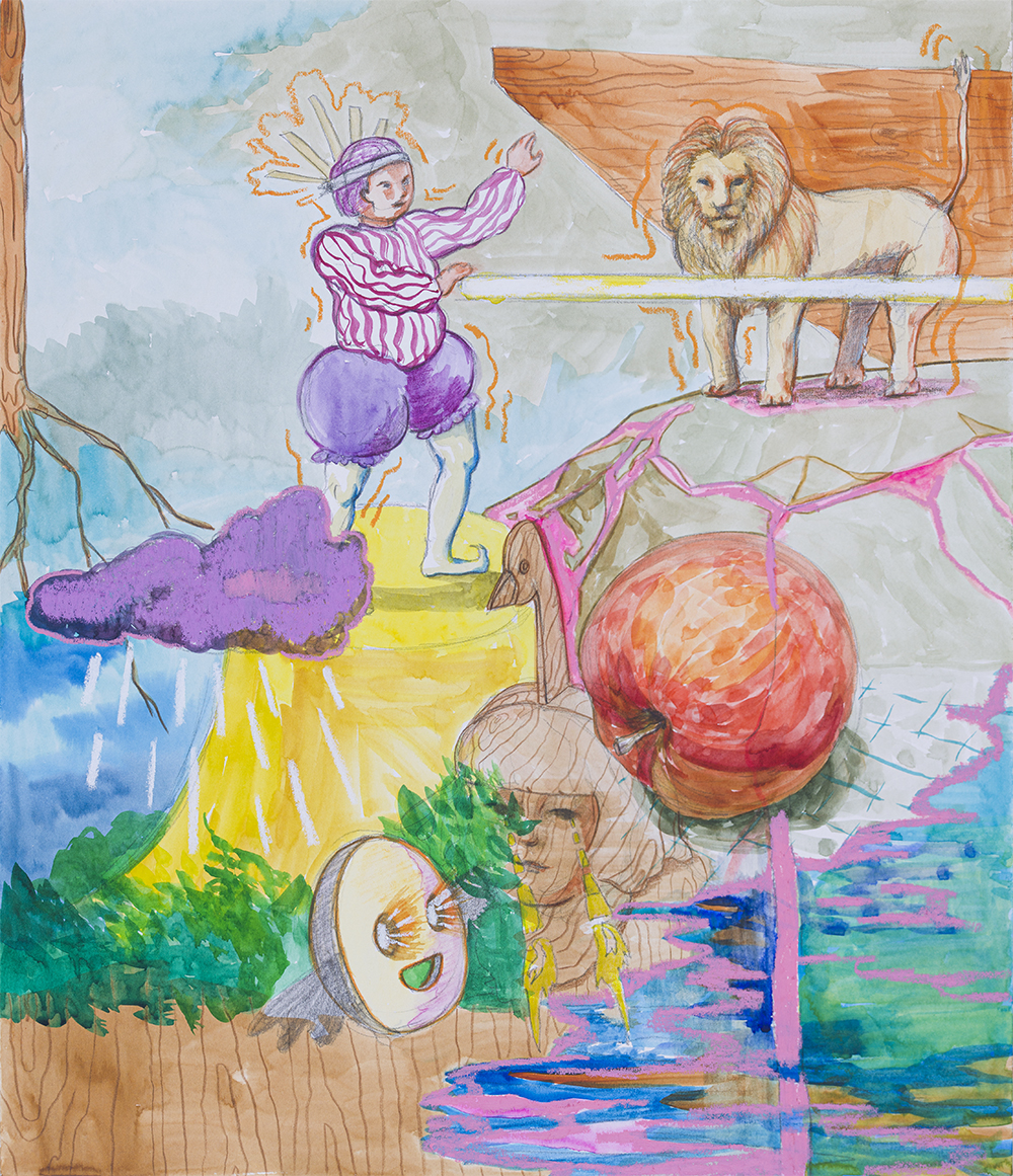 사과와 사자와 사람과 장면들, 2023, mixed media, 53cm x 45.5cm.jpg